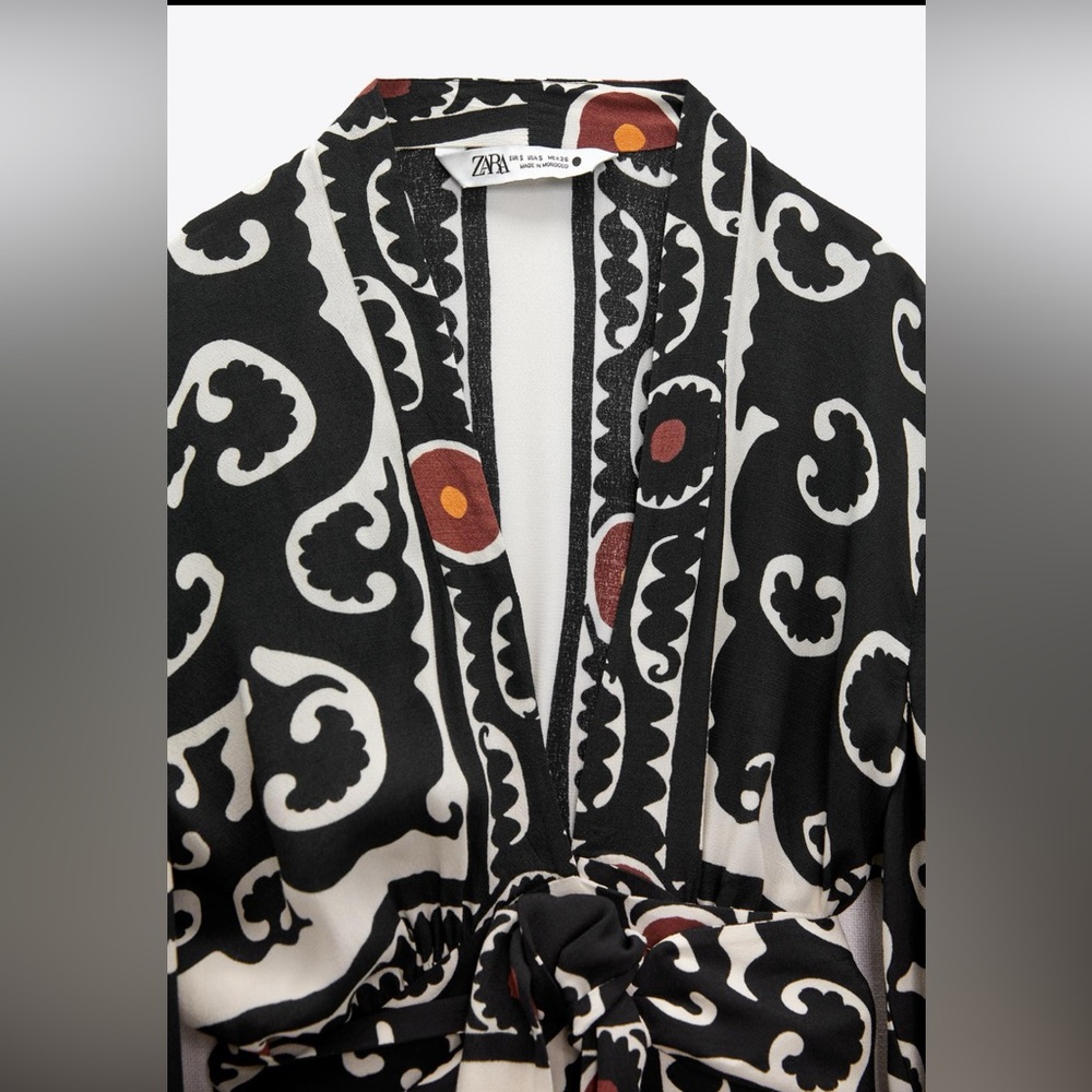 Zara Printed Wrap Dress SMALL NWT - Picture 5 of 7
